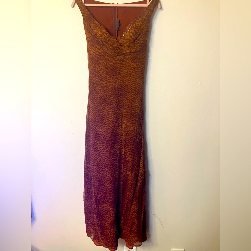 Vintage La Perla Silk Long Dress in Brown